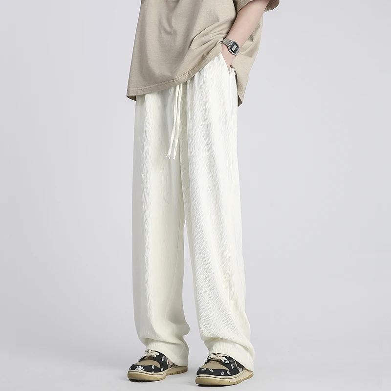 Textured Ice Silk Casual Pants Men's Summer Thin Quick Dry Cool Straight Leg Long Loose Wide Leg Pants Breathable Lightweight
Textured Ice Silk Casual Pants Men's Summer Thin Quick Dry Cool Straight Leg Long Loose Wide Leg Pants Breathable Lightweight
