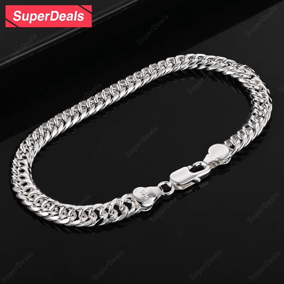SuperDeals 925 Sterling Silver Bracelet Cuban Chain For Men Women Party Engagement Wedding Gift Accessories Fashion Jewelry
SuperDeals 925 Sterling Silver Bracelet Cuban Chain For Men Women Party Engagement Wedding Gift Accessories Fashion Jewelry