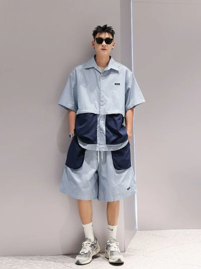 Men's Summer Loose Fit Color Block Fake Two Piece Shirt Shorts Set Big Pocket Design Trendy Outfit
Men's Summer Loose Fit Color Block Fake Two Piece Shirt Shorts Set Big Pocket Design Trendy Outfit