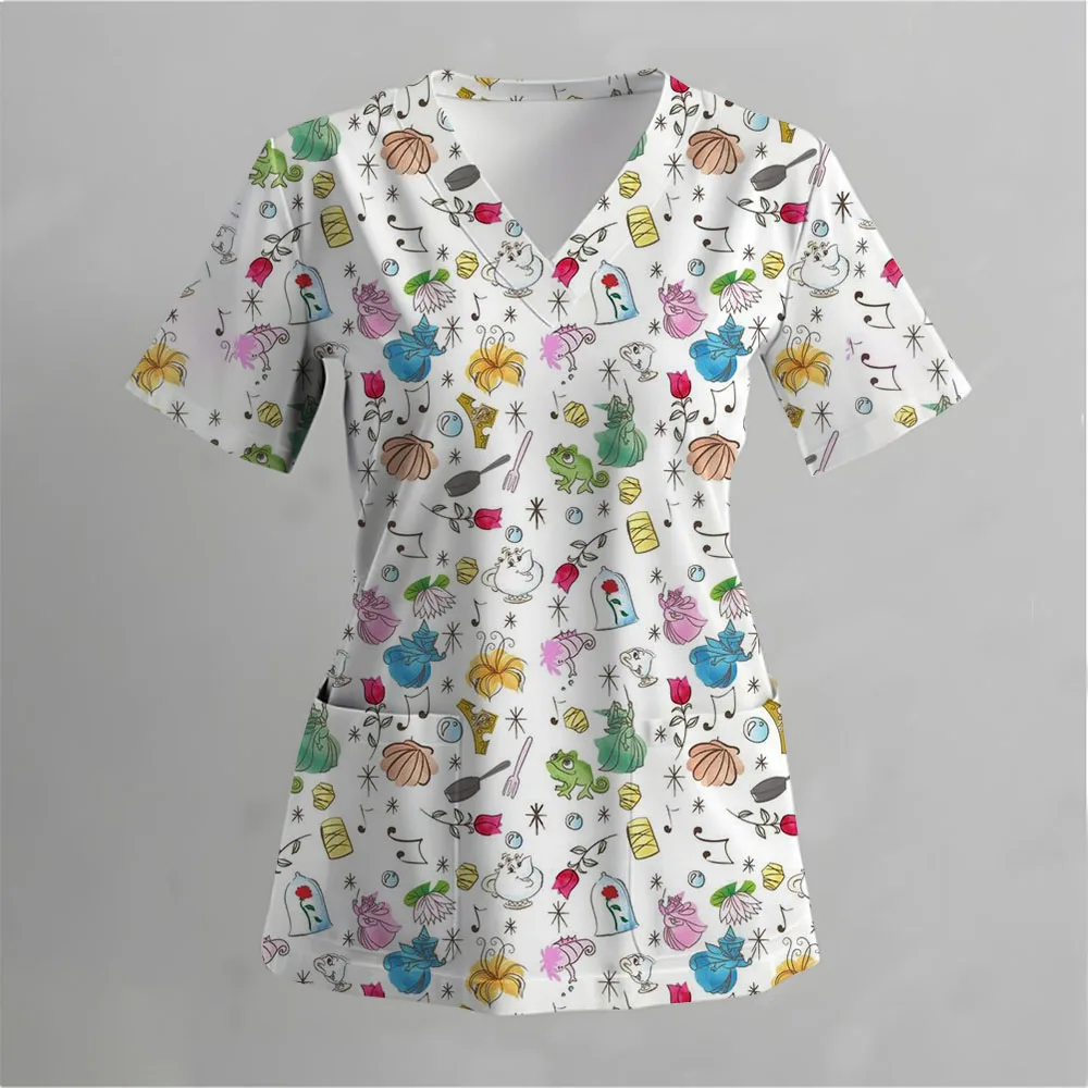 Disney Princess Pocket Women's V Neck Nurse Uniform T-Shirt Woman Clothing Street Wear Tops Kawaii Summer Short Sleeve Y2k
Disney Princess Pocket Women's V Neck Nurse Uniform T-Shirt Woman Clothing Street Wear Tops Kawaii Summer Short Sleeve Y2k