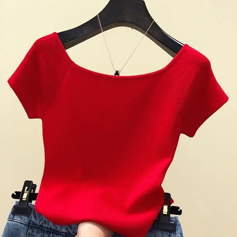 Summer Sexy Tops Cropped Inner Strapless Short Sleeve Fashion Knitted Solid T-shirt Thin Comfortable Ice Silk Pullover Top Z223
Summer Sexy Tops Cropped Inner Strapless Short Sleeve Fashion Knitted Solid T-shirt Thin Comfortable Ice Silk Pullover Top Z223