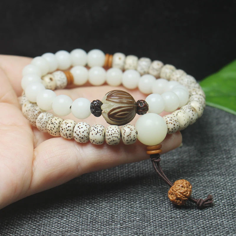 Star and Moon Bucket Bead White Jade Bodhi Double Circle Lotus Bracelet for Women, Buddhist Beads, Elegant Chinese Styl
Star and Moon Bucket Bead White Jade Bodhi Double Circle Lotus Bracelet for Women, Buddhist Beads, Elegant Chinese Styl
