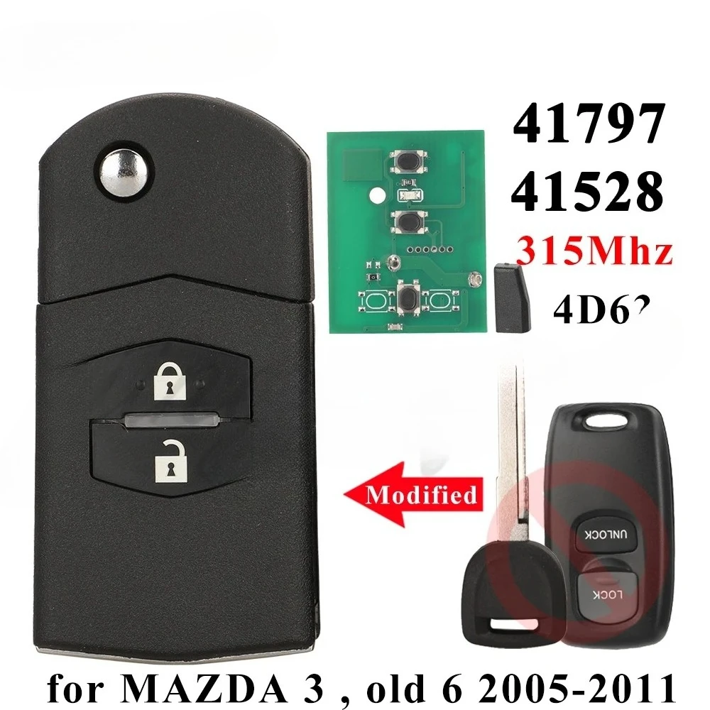 41528 / 41797 Upgraded Flip Remote Control Car Key 315MHz 4D63 Chip for Mazda 3 M3 Old MAZDA 6 M6 2BTN Fob 2006-2011
41528 / 41797 Upgraded Flip Remote Control Car Key 315MHz 4D63 Chip for Mazda 3 M3 Old MAZDA 6 M6 2BTN Fob 2006-2011