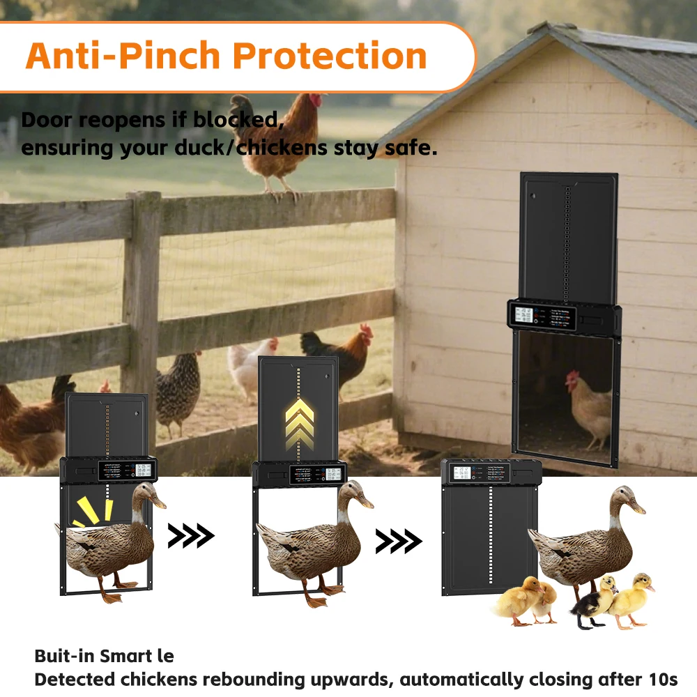 Upgraded super large automatic chicken coop door opener, all stainless steel improved chicken coop door opener with timer
Upgraded super large automatic chicken coop door opener, all stainless steel improved chicken coop door opener with timer