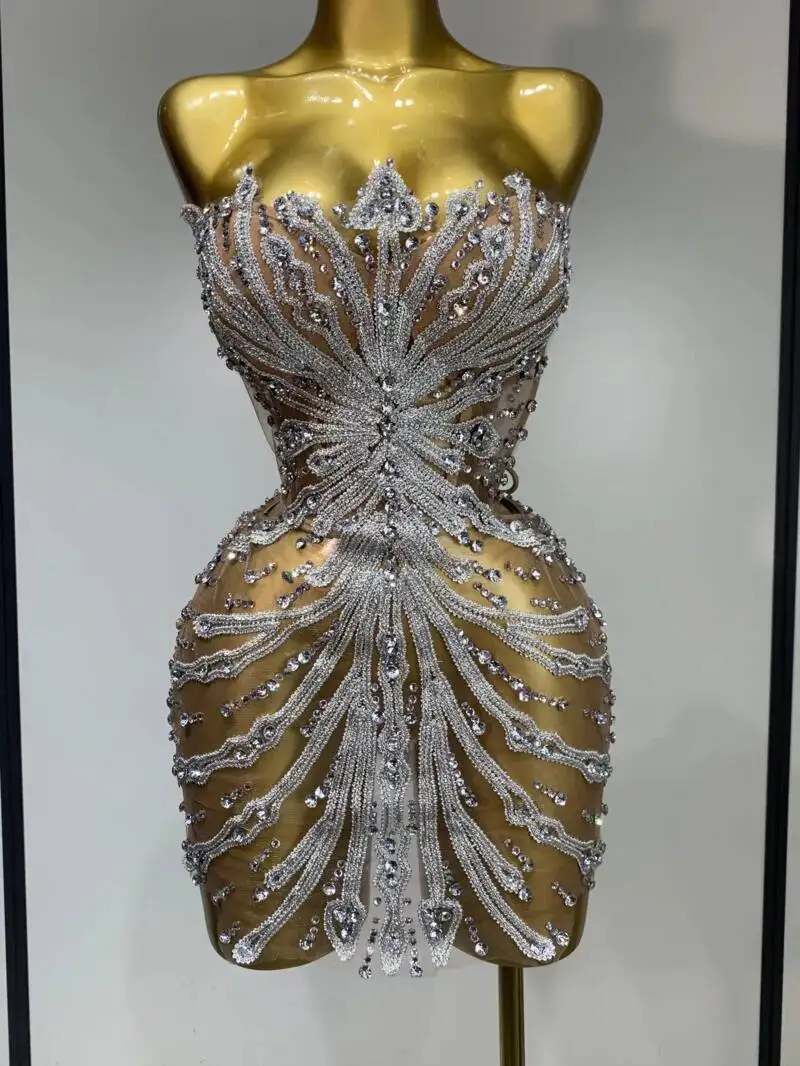 Women Sexy Strapless Mini Dress Performance Costume See Through Stage Dancer Club Evening Party Birthday Dress ZRF8
Women Sexy Strapless Mini Dress Performance Costume See Through Stage Dancer Club Evening Party Birthday Dress ZRF8