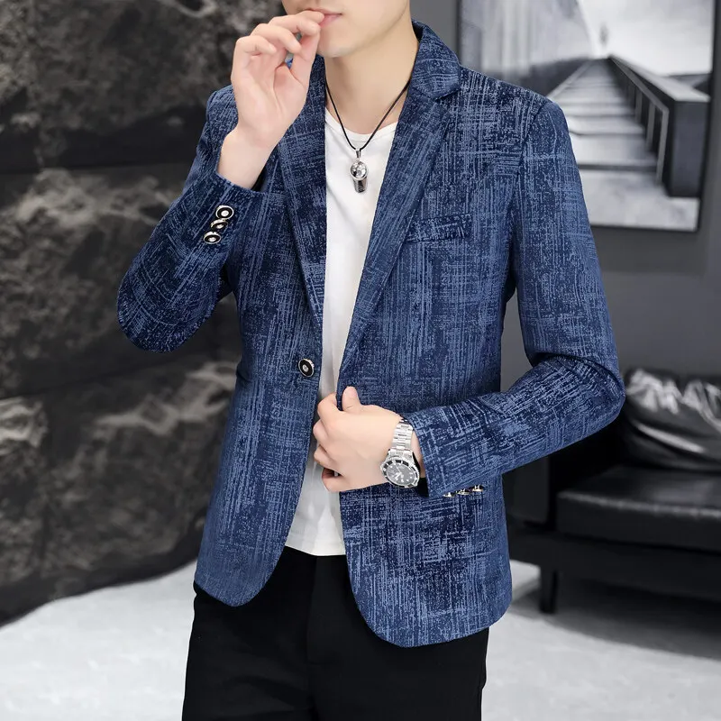 KIDWHXR Blazer Men Four Seasons Korean Striped Single-breasted Male Outerwear Slim Business Casual Long Sleeve Man Suit Coat
KIDWHXR Blazer Men Four Seasons Korean Striped Single-breasted Male Outerwear Slim Business Casual Long Sleeve Man Suit Coat