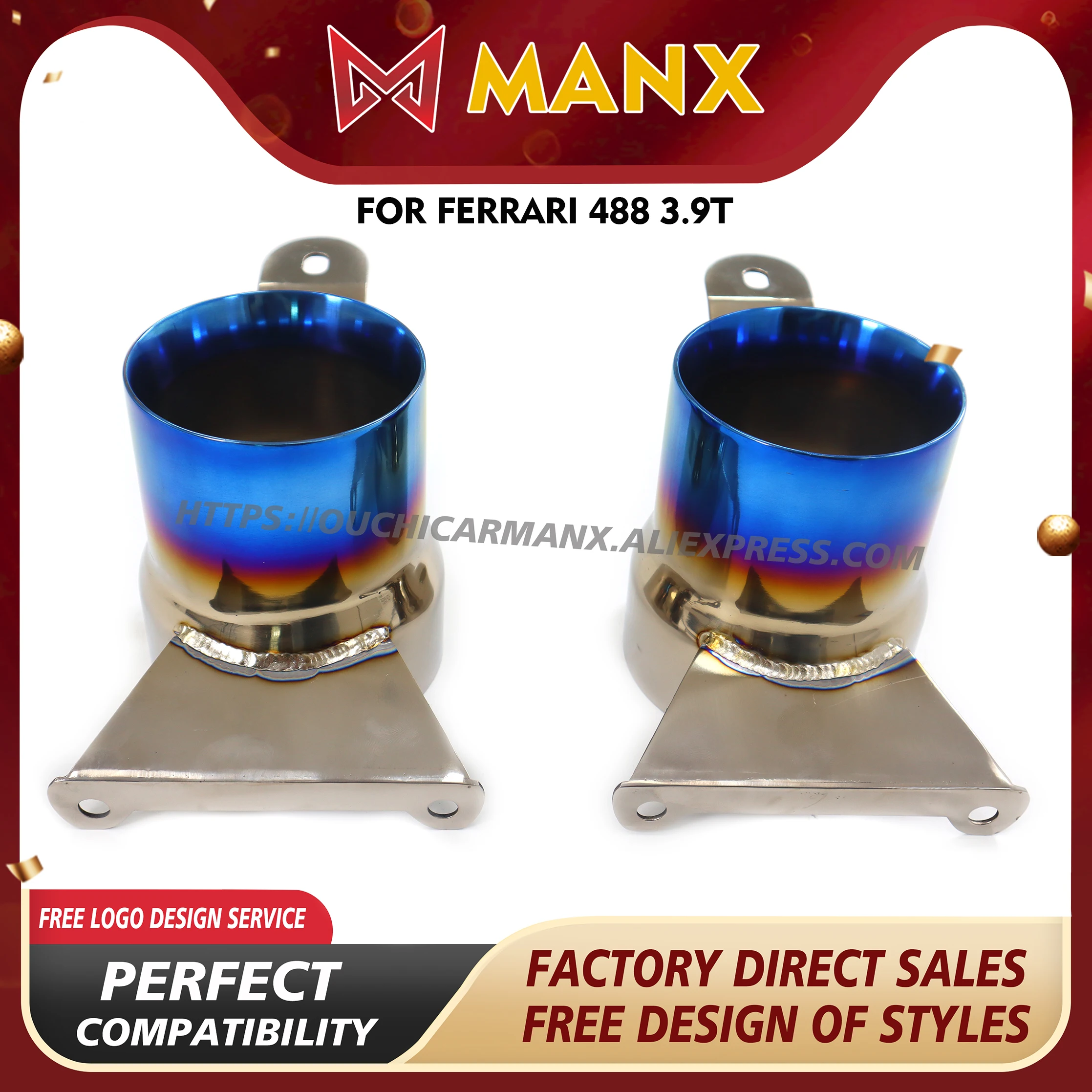 MANX Exhaust pipe for Ferrari 488 3.9T Stainless steel Tips High performance Easy installation
MANX Exhaust pipe for Ferrari 488 3.9T Stainless steel Tips High performance Easy installation
