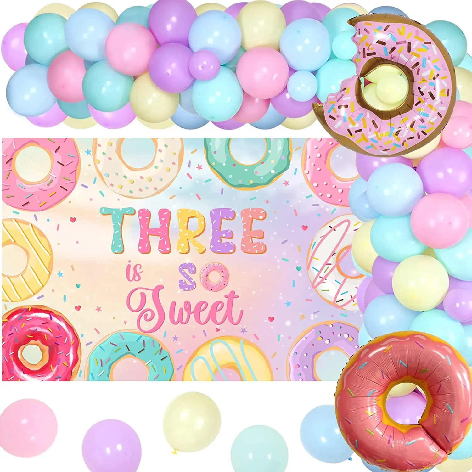 Donut Girl 3rd Birthday Party Decorations, Sweet Donut Balloon, Garland Kit, Three Is So Sweet Backdrop for 3 Years Old Birthday
Donut Girl 3rd Birthday Party Decorations, Sweet Donut Balloon, Garland Kit, Three Is So Sweet Backdrop for 3 Years Old Birthday