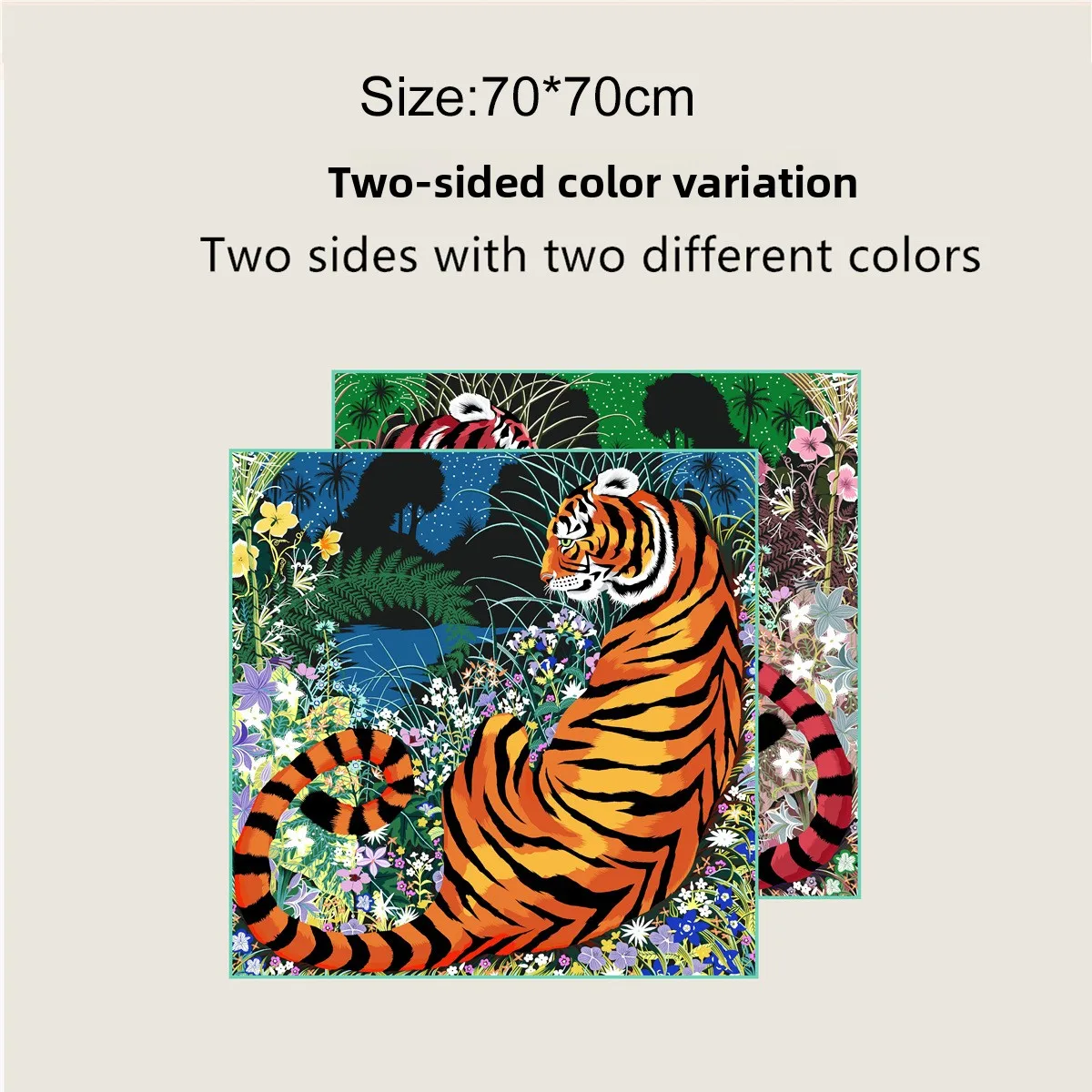 Double-Sided Forest Tiger Women's Scarf 70cm Outdoor Decorative Cuffed Square Scarf Versatile Fashion Accessory for All Seasons
Double-Sided Forest Tiger Women's Scarf 70cm Outdoor Decorative Cuffed Square Scarf Versatile Fashion Accessory for All Seasons