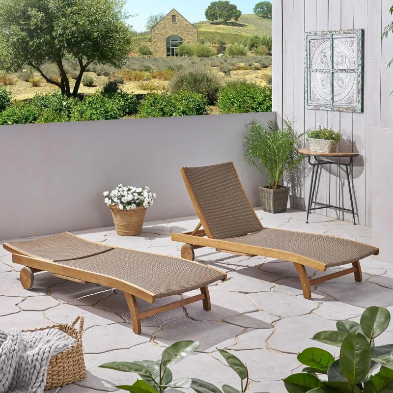 2026 New:Outdoor Chaise Lounge Set with Pull-Out Tray, Adjustable Patio Lounge Chair with Wheels, Wicker and Acacia Wood R
2026 New:Outdoor Chaise Lounge Set with Pull-Out Tray, Adjustable Patio Lounge Chair with Wheels, Wicker and Acacia Wood R
