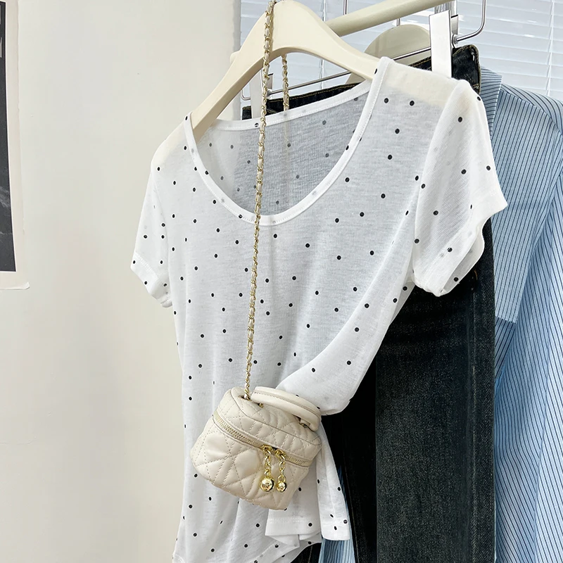 Polka Dot Short Sleeved T-shirt Women's Summer New Design Sense Niche Pullover Tops Fashion Casual Versatile T-shirts
Polka Dot Short Sleeved T-shirt Women's Summer New Design Sense Niche Pullover Tops Fashion Casual Versatile T-shirts