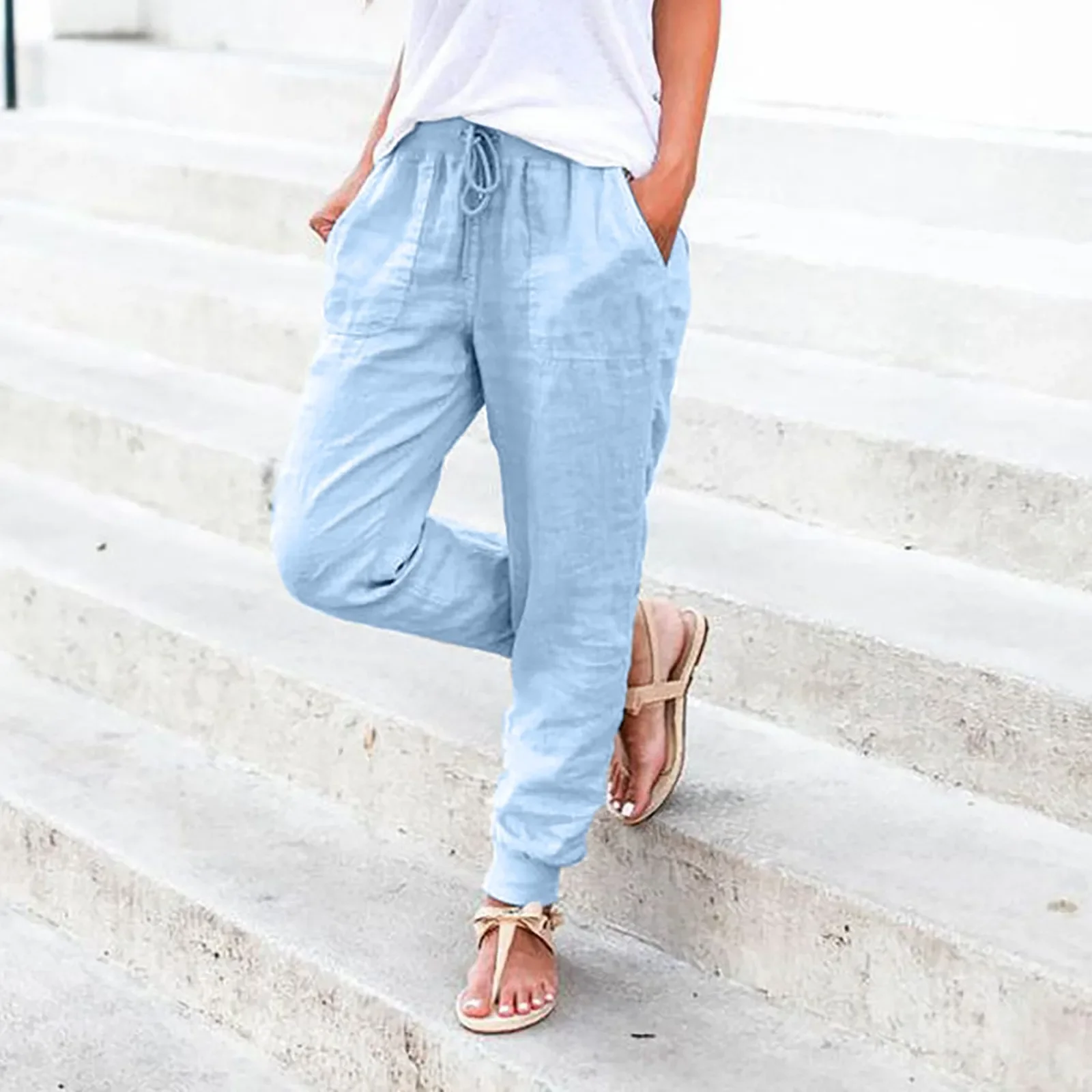 Cotton Linen Women's Pants Black Drawstring Elastic Waist Casual Pants Female Loose Fashion Elegant Ladies Bottom Spring Summer
Cotton Linen Women's Pants Black Drawstring Elastic Waist Casual Pants Female Loose Fashion Elegant Ladies Bottom Spring Summer