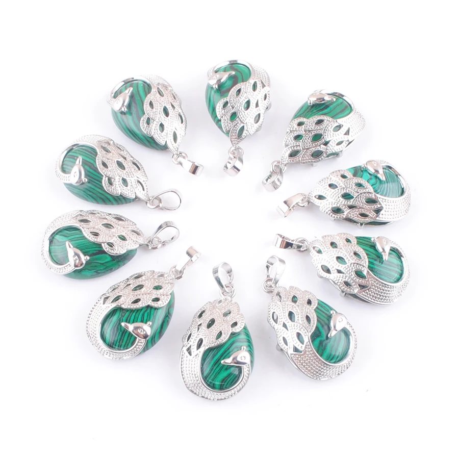 New Arrivals Malachite Stone Peacock Pendant Teardrop Animal Amulet Charm Jewelry 10Pcs AN4360
New Arrivals Malachite Stone Peacock Pendant Teardrop Animal Amulet Charm Jewelry 10Pcs AN4360