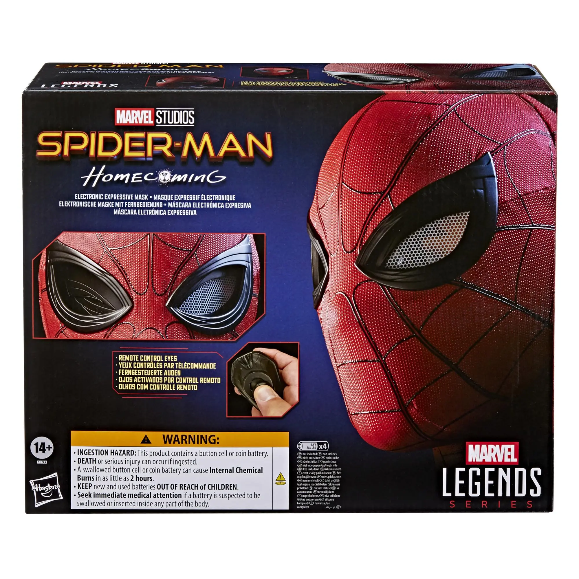 Hasbro Marvel Legends Series Homecoming Spider-Man Electronic Expressive Mask Premium Interactive Roleplay Gear for Adults G0633
Hasbro Marvel Legends Series Homecoming Spider-Man Electronic Expressive Mask Premium Interactive Roleplay Gear for Adults G0633