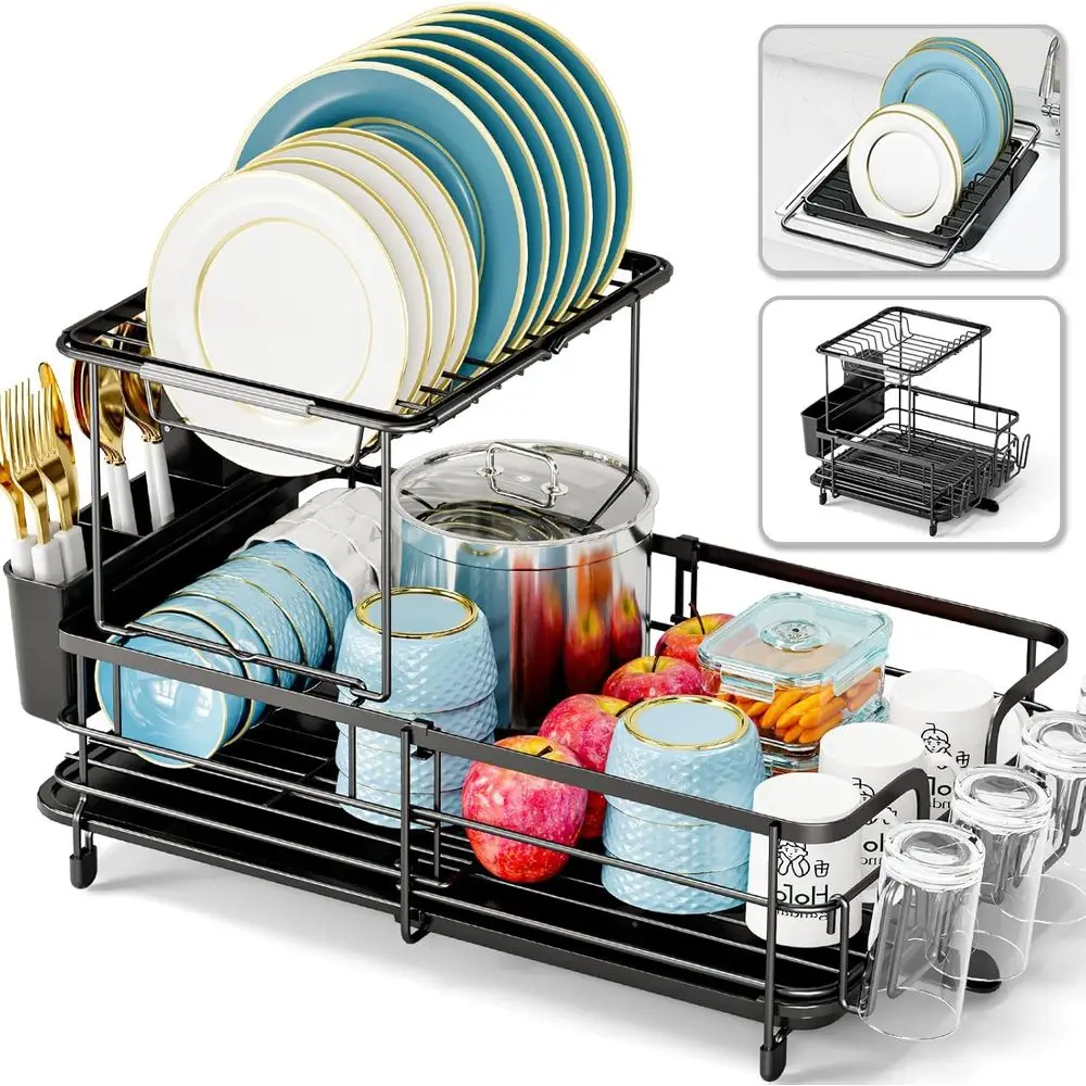 Expandable Two Tier Dish Rack, Over The Sink Dish Drainer, Large Multifunctional Dish Strainer with Removable Top Shelf
Expandable Two Tier Dish Rack, Over The Sink Dish Drainer, Large Multifunctional Dish Strainer with Removable Top Shelf