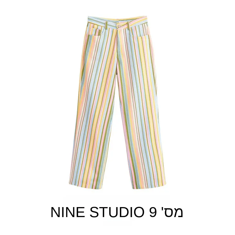 High Waist Wide Leg Pants Vertical Stripes Casual Straight Leg Trousers for Women Summer 2026 Polyester Blend
High Waist Wide Leg Pants Vertical Stripes Casual Straight Leg Trousers for Women Summer 2026 Polyester Blend