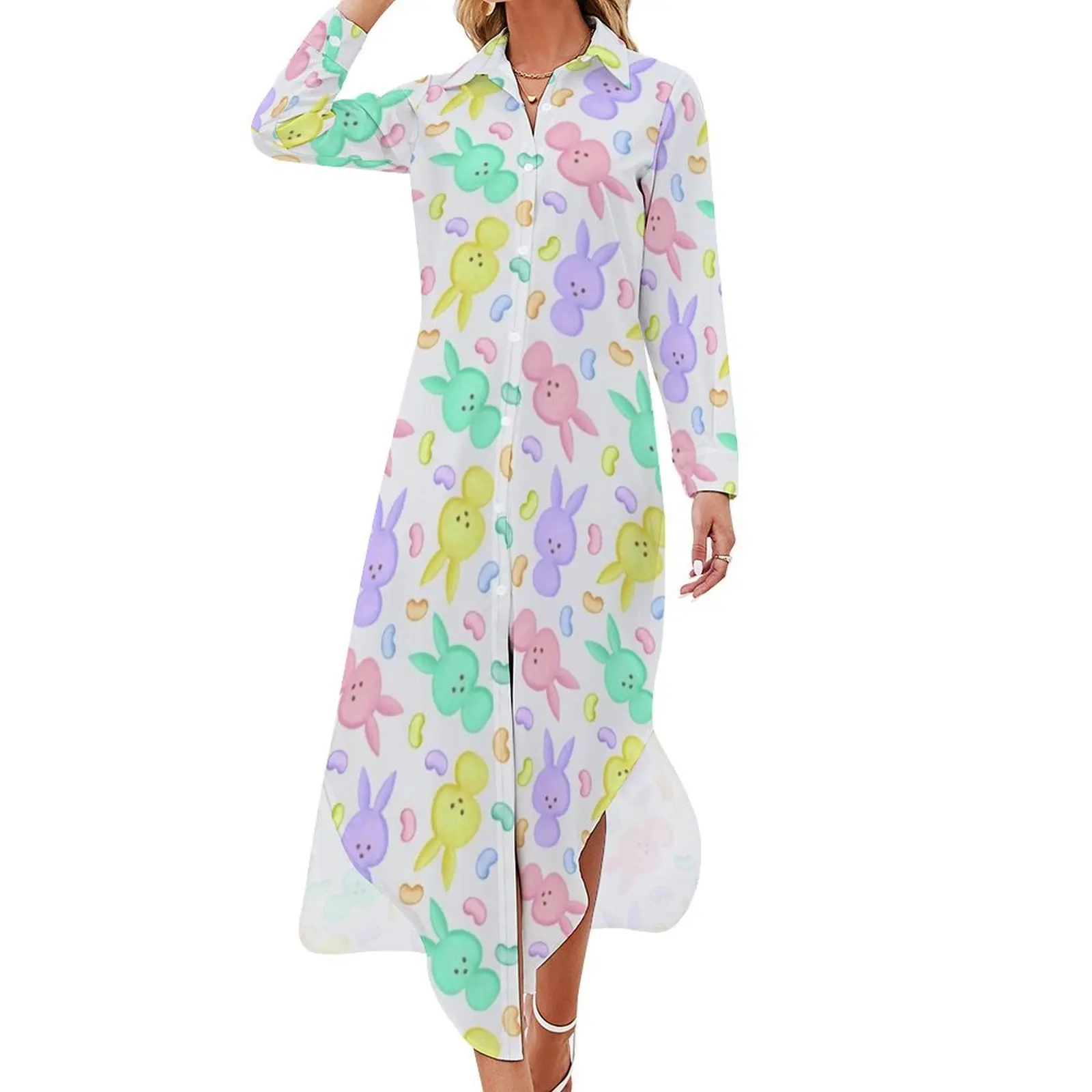 Peeps and Beans Long Sleeved Shirt Dress womens clothing Women's summer long dress women evening dress
Peeps and Beans Long Sleeved Shirt Dress womens clothing Women's summer long dress women evening dress