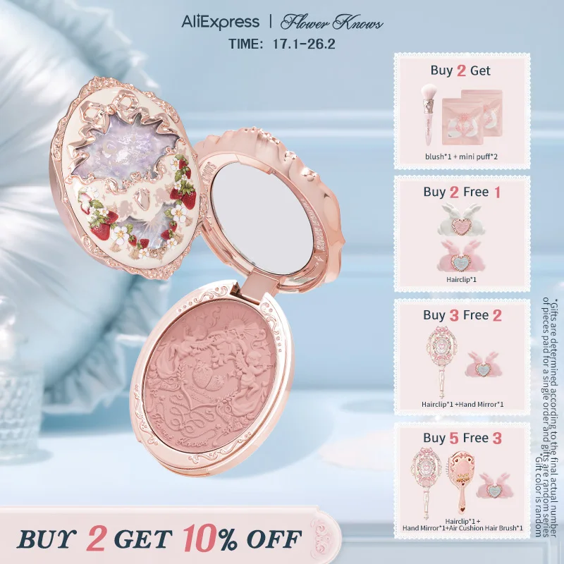 Flower Knows Strawberry Rococo Series Embossed Blush 5g Blush Powder