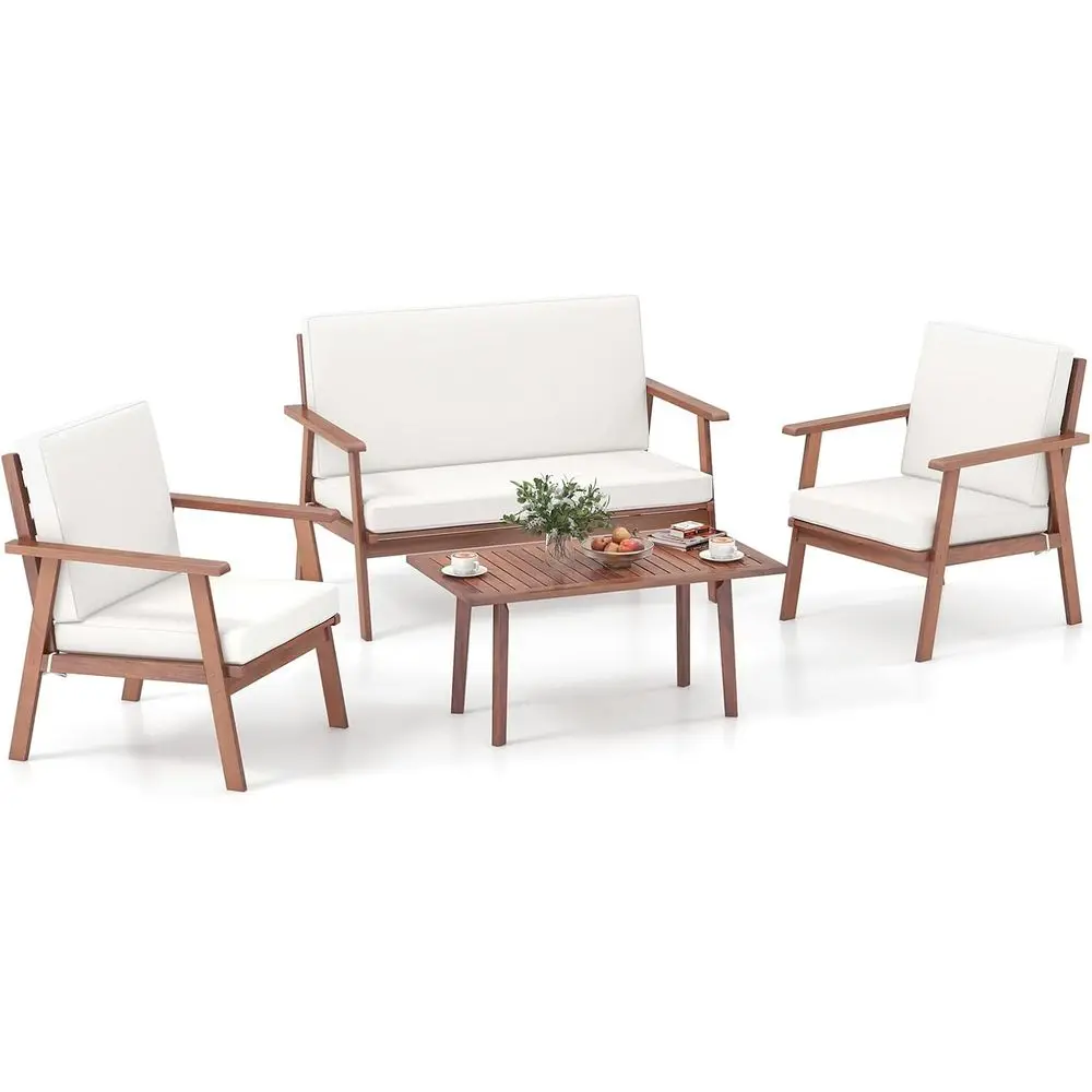 4 Piece Outdoor Contion Set, Acacia Wood Soa Set with Sot Seat & Back Cushions, RecCoee Table Patio Wood urniture Set or Backyar
4 Piece Outdoor Contion Set, Acacia Wood Soa Set with Sot Seat & Back Cushions, RecCoee Table Patio Wood urniture Set or Backyar