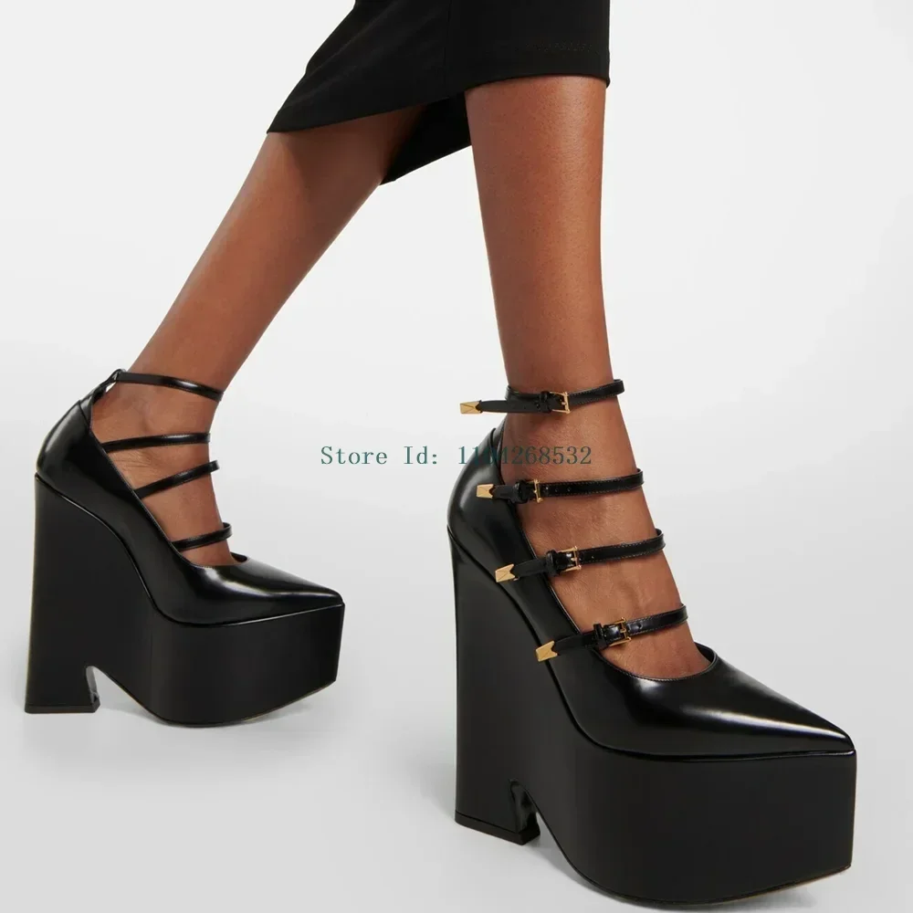 Platform Strange Style Multi Strap Pumps Sexy Pointed Toe Solid Patent Leather New Arrivlas Fashion Women Modern Shoes
Platform Strange Style Multi Strap Pumps Sexy Pointed Toe Solid Patent Leather New Arrivlas Fashion Women Modern Shoes