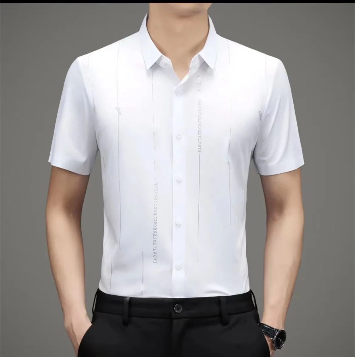Men's Ice Silk Short Sleeve Shirt Casual Elastic Business Slim Fit Printed Thin Summer Fashionable Chinese Brandless Shirt
Men's Ice Silk Short Sleeve Shirt Casual Elastic Business Slim Fit Printed Thin Summer Fashionable Chinese Brandless Shirt