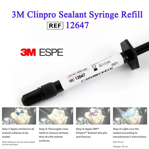 Sellador de fisuras y fosas que cambia de color 3M ESPE Clinpro: 1,2 ml/tubo con fluoruro + ligero y curable, incluye 10 puntas para dentistas