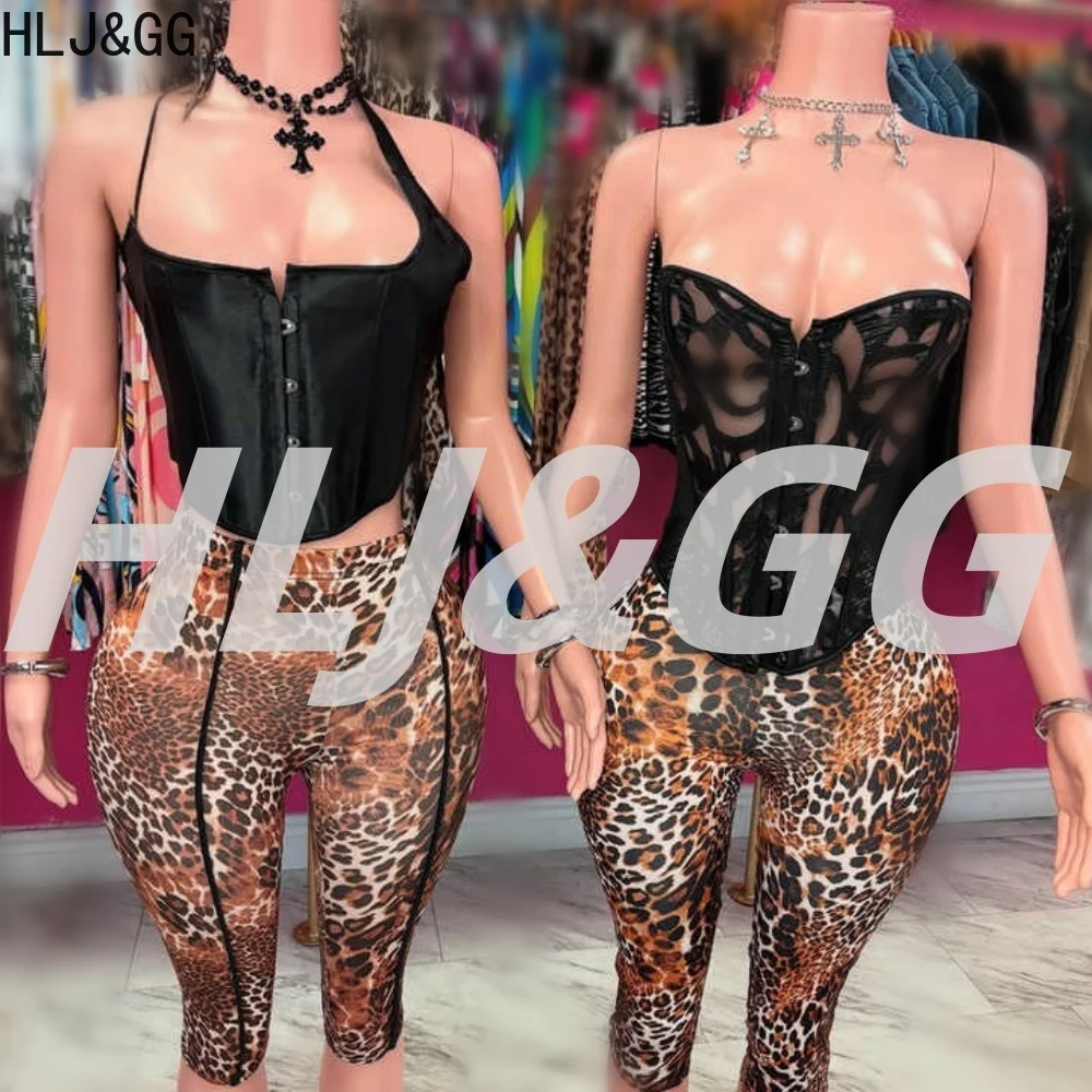 HLJ&GG Black Sexy Bandage Corse Two Piece Sets Women Sleeveless Backless Slim Top And Leopard Shorts Outfits Fashion Streetwear
HLJ&GG Black Sexy Bandage Corse Two Piece Sets Women Sleeveless Backless Slim Top And Leopard Shorts Outfits Fashion Streetwear