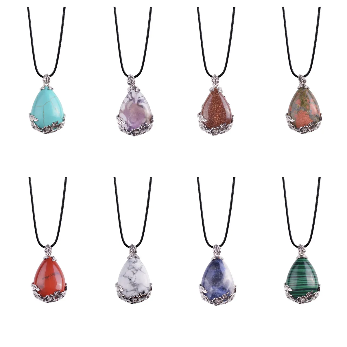 6PCS Healing Crystals Teardrop Necklace for Women and Men Quartz Crystal Stone Waterdrop Pendant Choker Chakra Jewelry
6PCS Healing Crystals Teardrop Necklace for Women and Men Quartz Crystal Stone Waterdrop Pendant Choker Chakra Jewelry