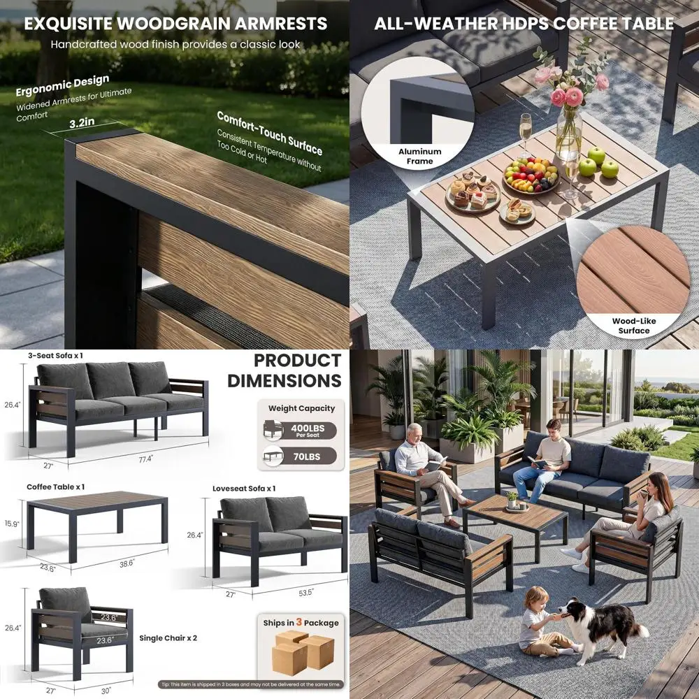Outdoor Patio urniture Set with Coee Table, 5 Piece Metal Outdoor ern Contion Sets with Thick Cushions, Sectional Soa Couch Set
Outdoor Patio urniture Set with Coee Table, 5 Piece Metal Outdoor ern Contion Sets with Thick Cushions, Sectional Soa Couch Set