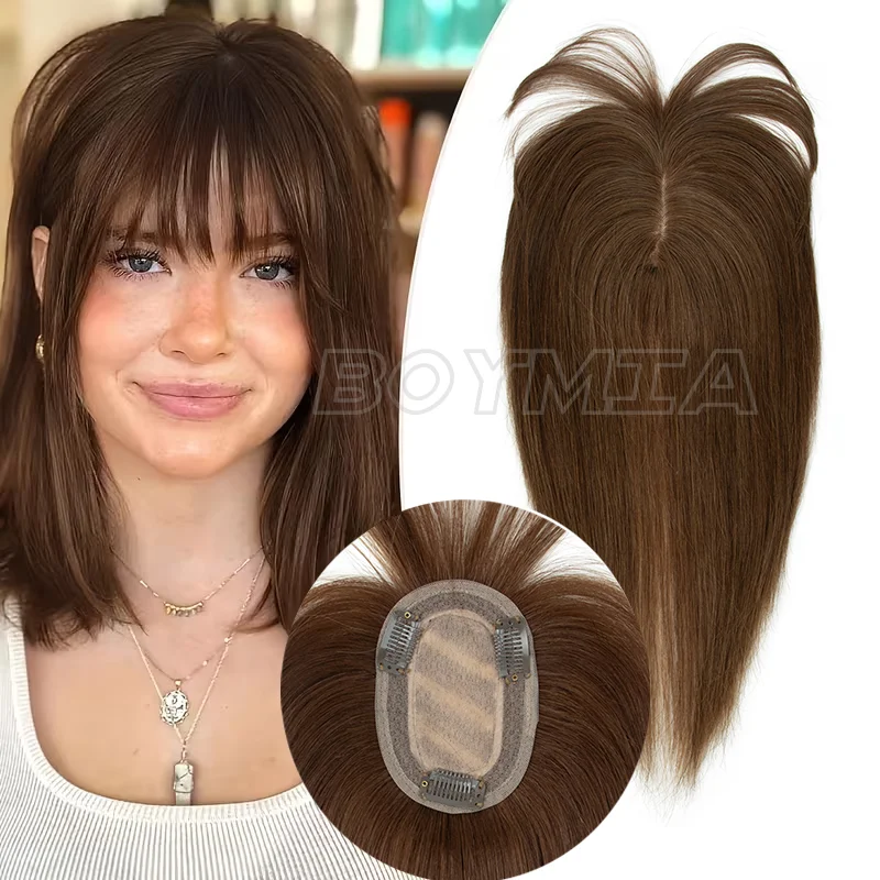 Топпер из натуральных человеческих волос с челкой, 100% настоящие человеческие волосы, 8*12 см, основание 360 ° Женская шиньон с полным покрытием и истонченными волосами
Топпер из натуральных человеческих волос с челкой, 100% настоящие человеческие волосы, 8*12 см, основание 360 ° Женская шиньон с полным покрытием и истонченными волосами