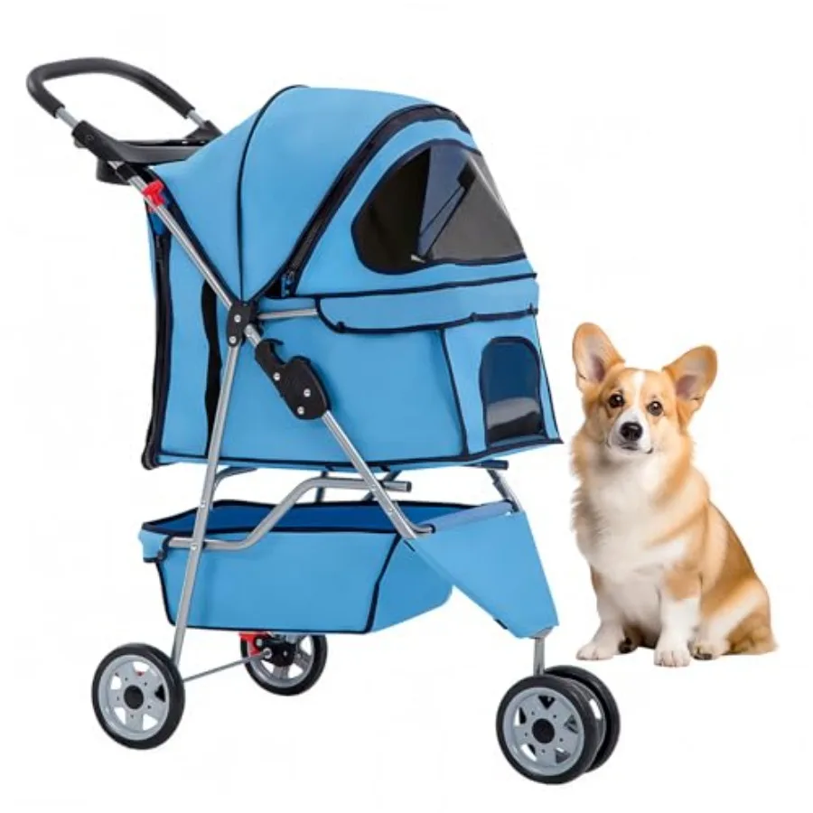 Outdoor pet stroller for small/medium dogs cats: 3-wheel foldable, lightweight travel carrier with cup holder, waterproof nylon
Outdoor pet stroller for small/medium dogs cats: 3-wheel foldable, lightweight travel carrier with cup holder, waterproof nylon