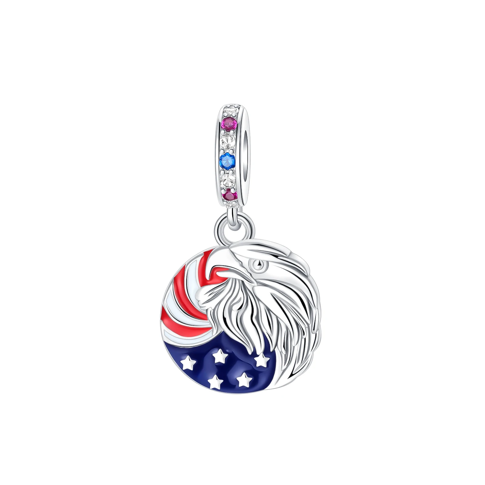 925 Sterling Silver American Flag Eagle Dangle Charm Bead Fits European Charm Bracelets for Women Independence Day Jewelry Gifts
925 Sterling Silver American Flag Eagle Dangle Charm Bead Fits European Charm Bracelets for Women Independence Day Jewelry Gifts