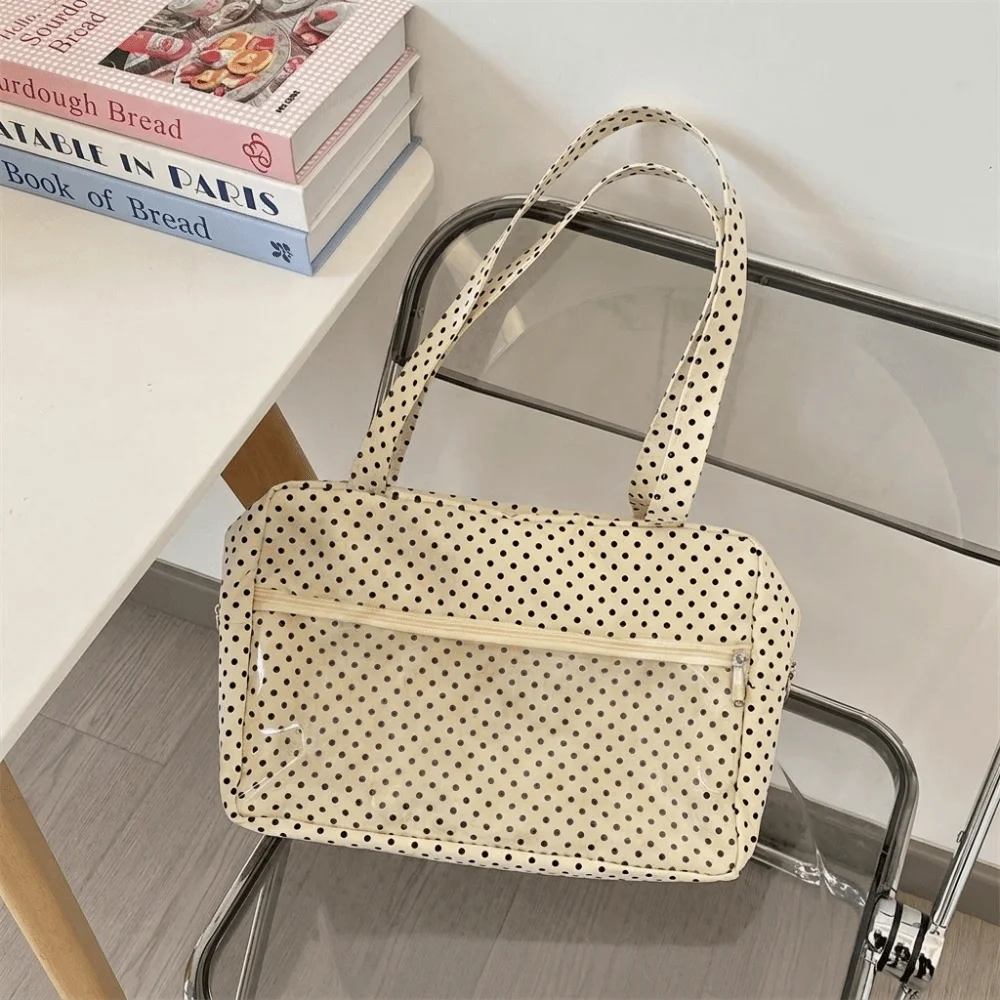 Fashion Transparent Layer Polka Dot Ita Bag Double Layer Large Capacity Handle Underarm Bag Durable Solid Color Tote Bag Daily
Fashion Transparent Layer Polka Dot Ita Bag Double Layer Large Capacity Handle Underarm Bag Durable Solid Color Tote Bag Daily