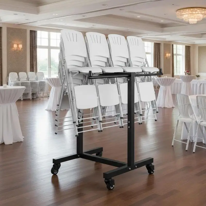 Foldable Seat Trolley 22.8x13.4x11.8 Inches For Celebration Banquet Conference, 200 LBS Load Capacity T-shape Structure 14 Capacity Metal Frame Rubber Casters Matte Black Finish
Foldable Seat Trolley 22.8x13.4x11.8 Inches For Celebration Banquet Conference, 200 LBS Load Capacity T-shape Structure 14 Capacity Metal Frame Rubber Casters Matte Black Finish