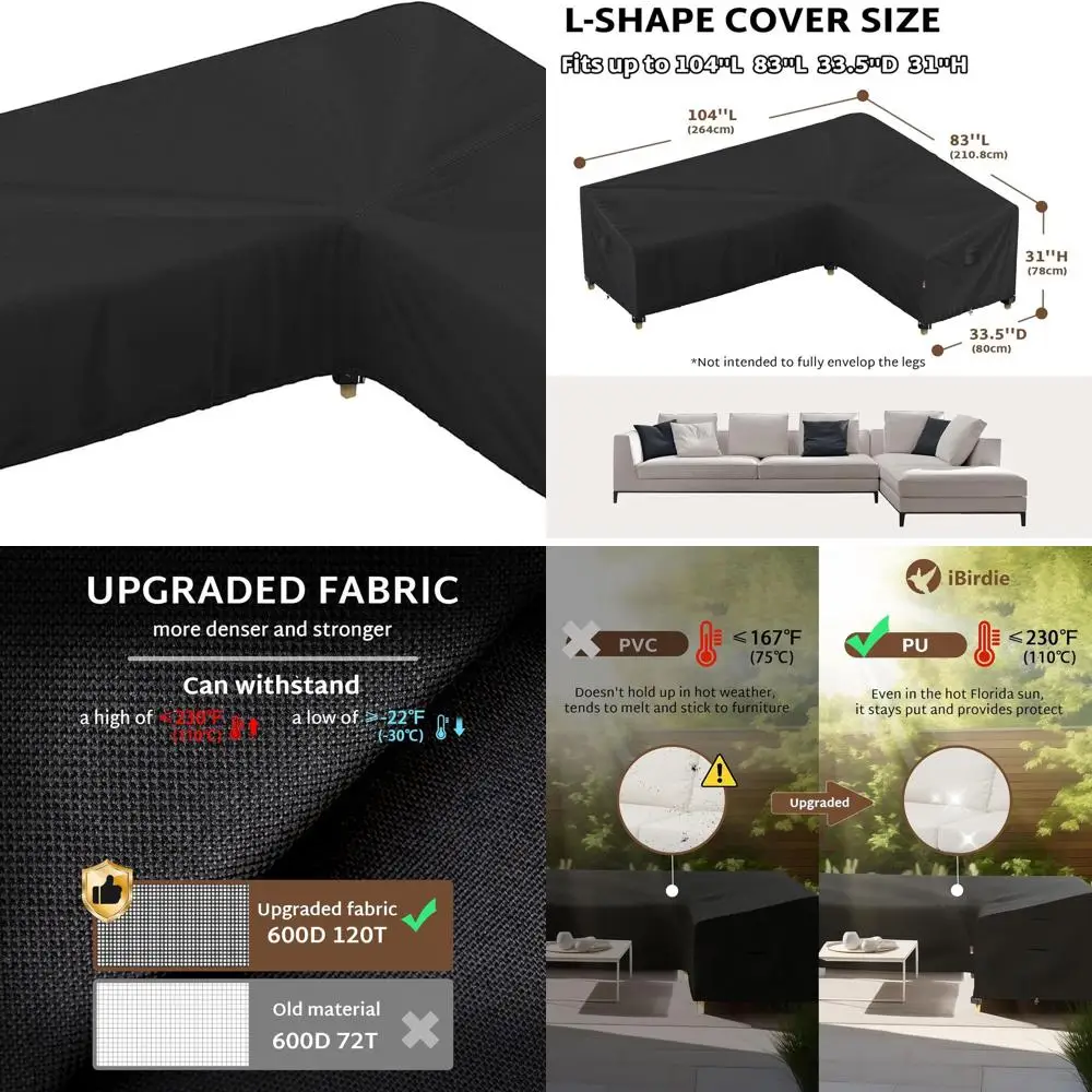 L-образный чехол для секционного дивана, от 104x83 до 102x79, водонепроницаемый чехол для уличной мебели для патио 600D
L-образный чехол для секционного дивана, от 104x83 до 102x79, водонепроницаемый чехол для уличной мебели для патио 600D