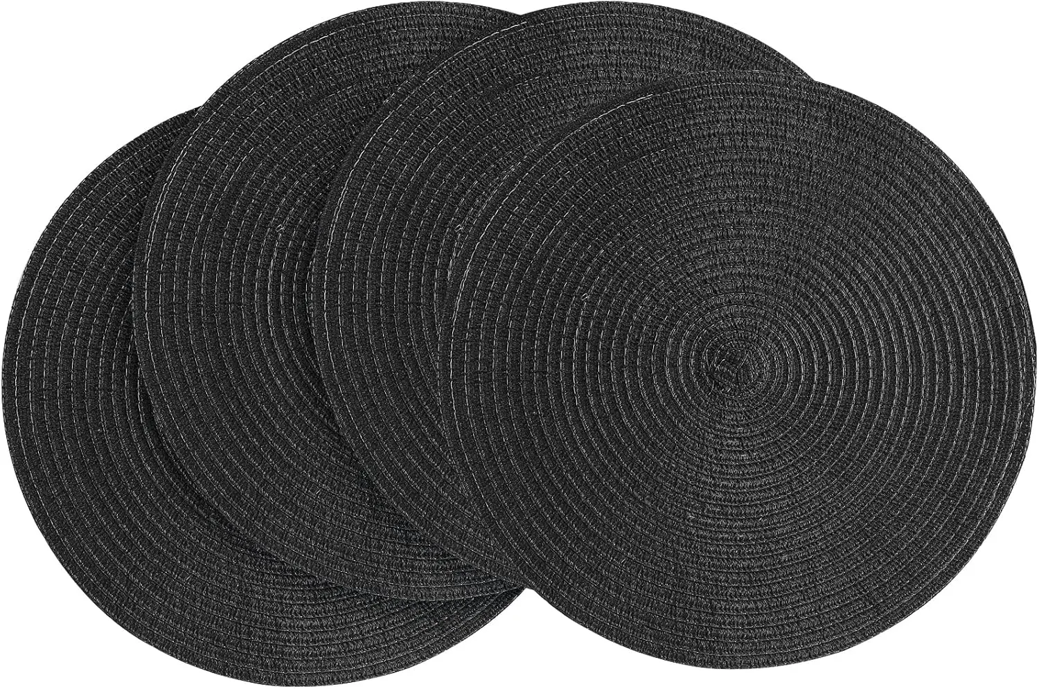 15" Braided Placemats Set of 4, Washable Heat Resistant Cotton Polyester Circle Mats for Dining Table - Black
15" Braided Placemats Set of 4, Washable Heat Resistant Cotton Polyester Circle Mats for Dining Table - Black