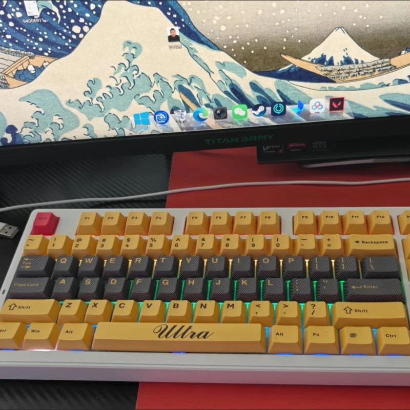 Mechanical Style Keycaps Set PBT Dye Sublimation Custom Cherry Profile Keycaps for Mechanical Keyboard Compatible with 61/87 Key