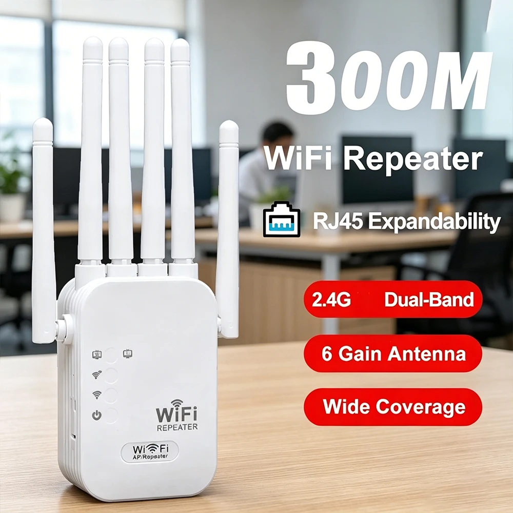 300Mbps WiFi Booster 2.4G Wireless Repeater WiFi Extender Dual Band Network 802.11ac Long Range Signal Amplifier Router
300Mbps WiFi Booster 2.4G Wireless Repeater WiFi Extender Dual Band Network 802.11ac Long Range Signal Amplifier Router