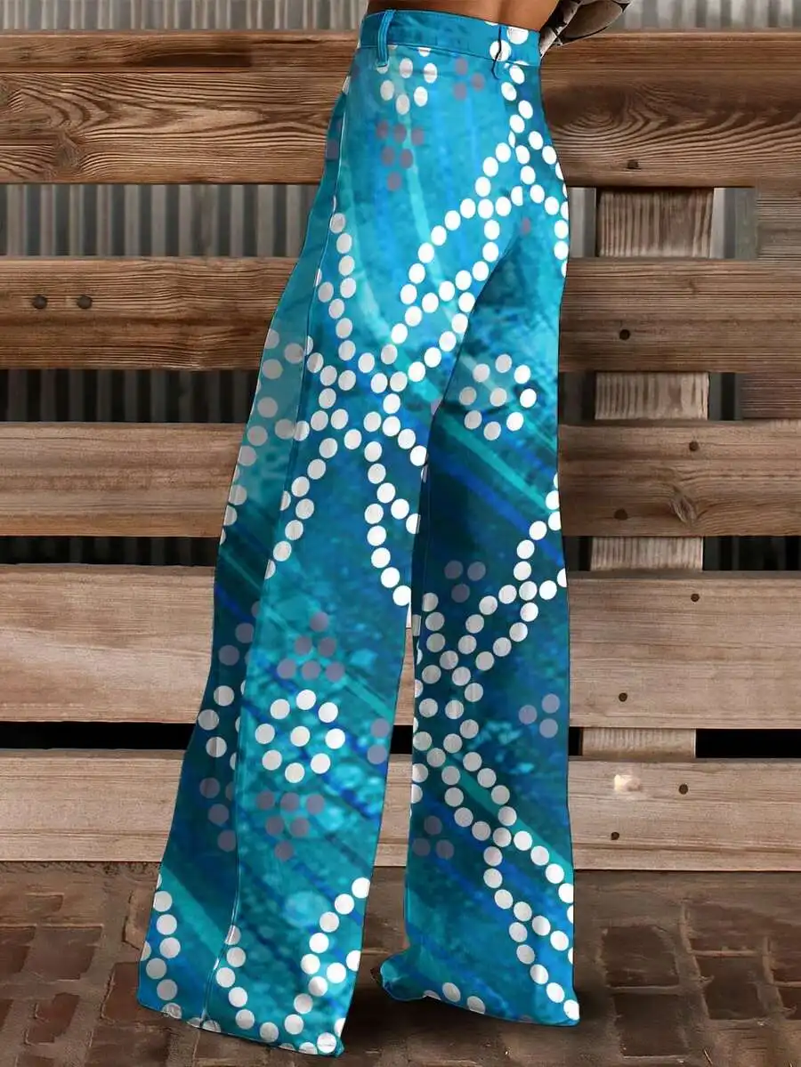 Turquoise Abstract Polka Dot Wide Leg Denim Pants For Women Summer Casual Plus Size Style
Turquoise Abstract Polka Dot Wide Leg Denim Pants For Women Summer Casual Plus Size Style