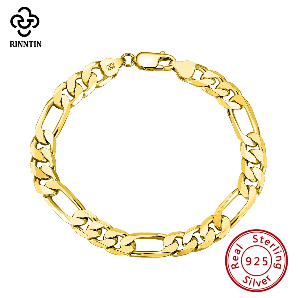 Rinntin 925 Sterling Silver 6.5MM 18K Gold Plated Figaro Chain Bracelet For Woman Man Classic Cuban Chain on Hand Jewelry SB108
Rinntin 925 Sterling Silver 6.5MM 18K Gold Plated Figaro Chain Bracelet For Woman Man Classic Cuban Chain on Hand Jewelry SB108