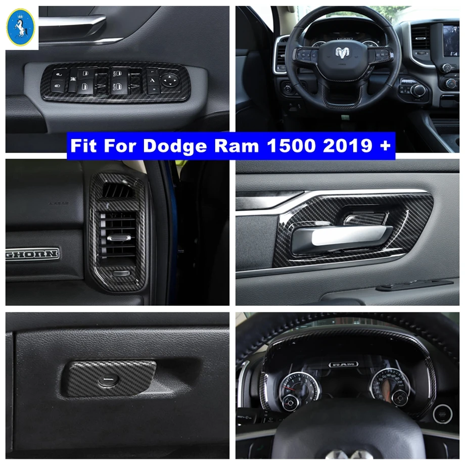 Carbon Fiber Look Interior Refit Kit Steering Wheel / Door Bowl / Air AC / Lift Button Cover Trim For Dodge Ram 1500 2019 - 2021
Carbon Fiber Look Interior Refit Kit Steering Wheel / Door Bowl / Air AC / Lift Button Cover Trim For Dodge Ram 1500 2019 - 2021
