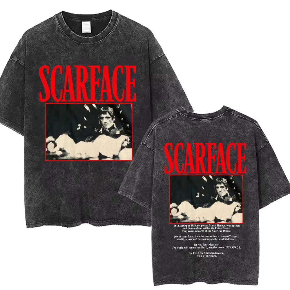 90s Classic Gangsters Movie Scarface Print T-shirts Tony Montana Al Pacino Vintage Washed Cotton Tshirt Men Women Rock T Shirts
90s Classic Gangsters Movie Scarface Print T-shirts Tony Montana Al Pacino Vintage Washed Cotton Tshirt Men Women Rock T Shirts