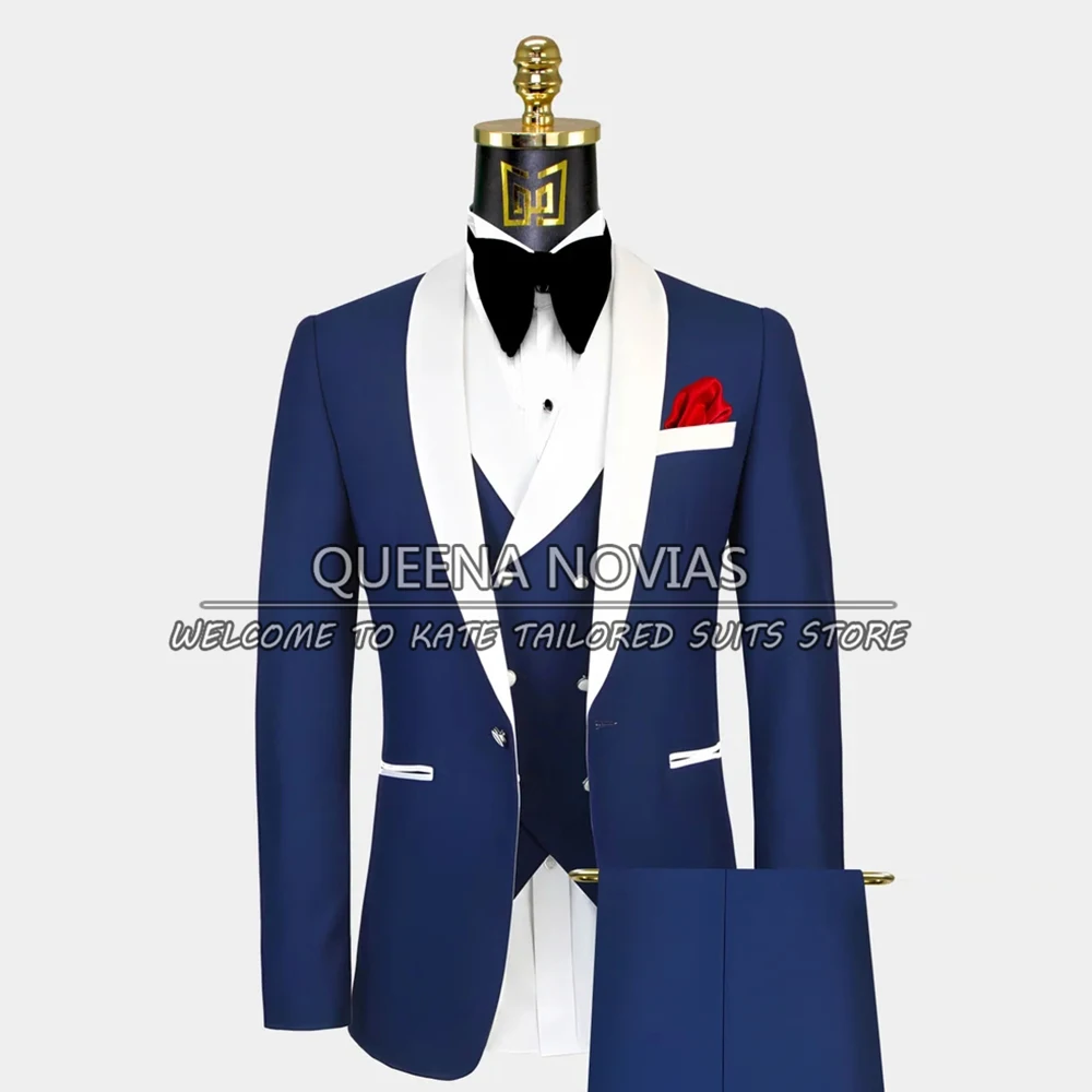 Elegant Suits Men Custom Made Navy Blue Jacket+Vest+Pants 3 Pieces Formal Wedding Tuxedo Grooms Blazer Sets Trajes De Hombre
Elegant Suits Men Custom Made Navy Blue Jacket+Vest+Pants 3 Pieces Formal Wedding Tuxedo Grooms Blazer Sets Trajes De Hombre