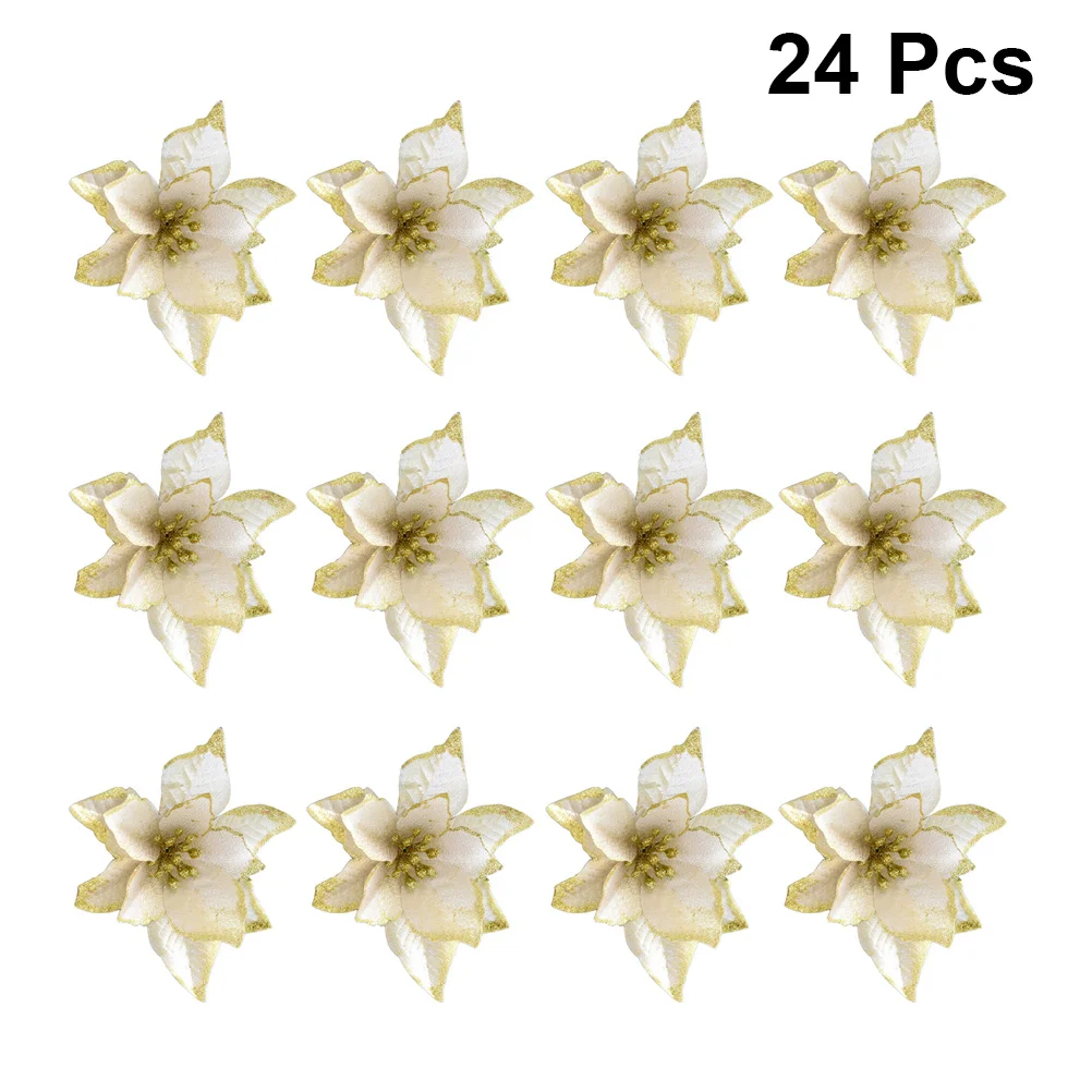24Pcs Christmas Flower Simulation Glitter Fake Flowers Gold Powder for Holiday Tree Decoration Decorative Wedding Flowers
24Pcs Christmas Flower Simulation Glitter Fake Flowers Gold Powder for Holiday Tree Decoration Decorative Wedding Flowers