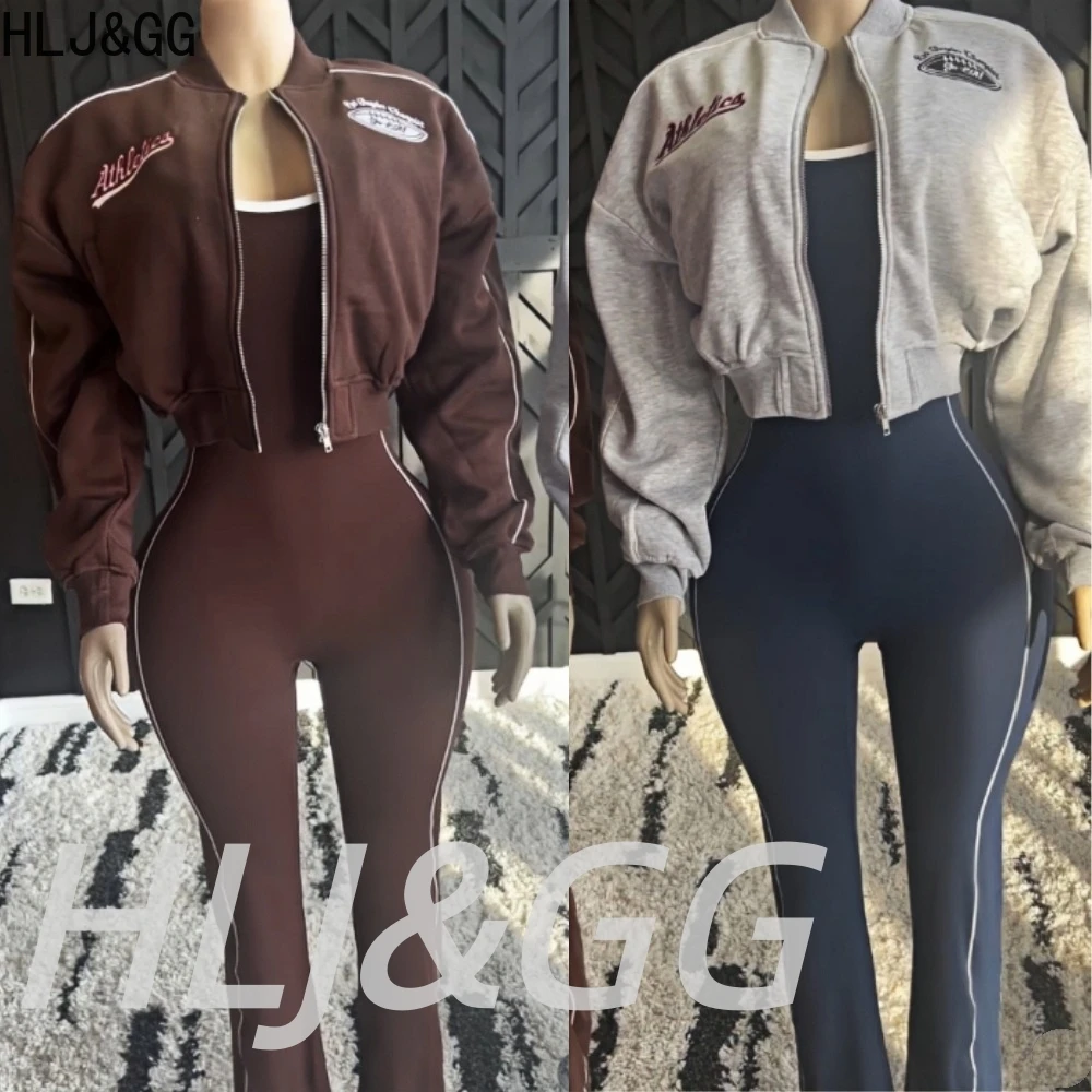 HLJ &GG модная модная куртка с вышивкой и буквами, комплекты из двух предметов, женский укороченный топ на молнии с длинными рукавами и облегающие комбинезоны, наряды
HLJ &GG модная модная куртка с вышивкой и буквами, комплекты из двух предметов, женский укороченный топ на молнии с длинными рукавами и облегающие комбинезоны, наряды