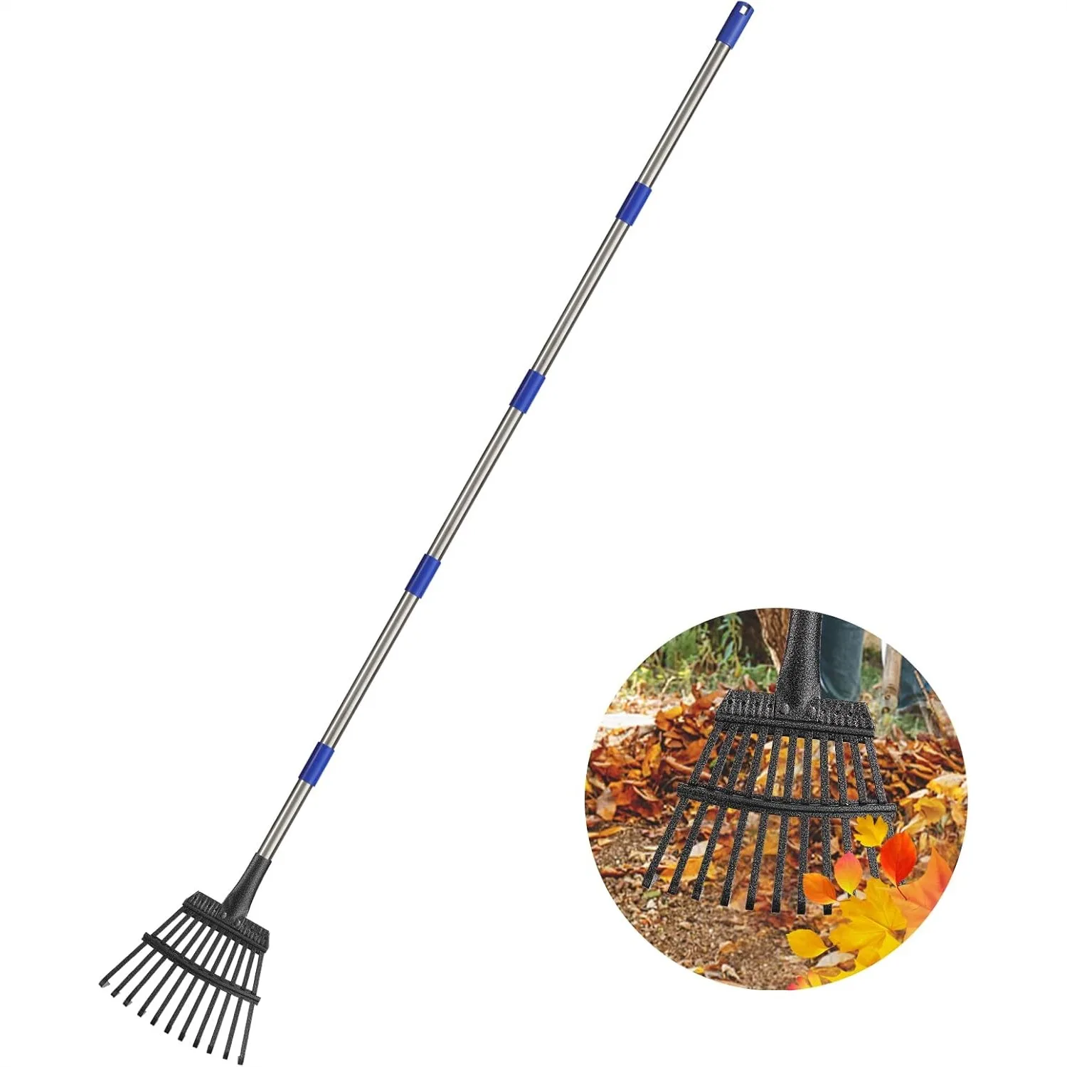 Adjustable Hand Rake for Leaves, 11 Metal Tines, 3-5.2ft, Heavy Duty Garden Tool
Adjustable Hand Rake for Leaves, 11 Metal Tines, 3-5.2ft, Heavy Duty Garden Tool