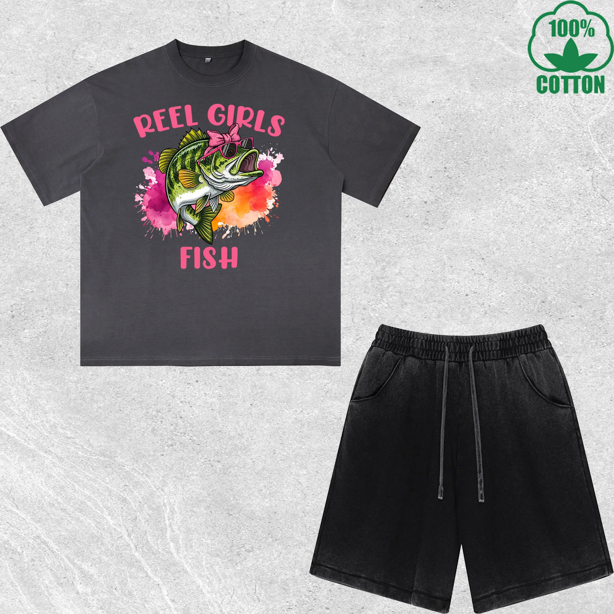 Reel Girls Fish Printed Dirty Wash T-Shirt Shorts Set Multicolor Combo Loose Trendy Fashionable 100%Cotton Short Value Pack
Reel Girls Fish Printed Dirty Wash T-Shirt Shorts Set Multicolor Combo Loose Trendy Fashionable 100%Cotton Short Value Pack