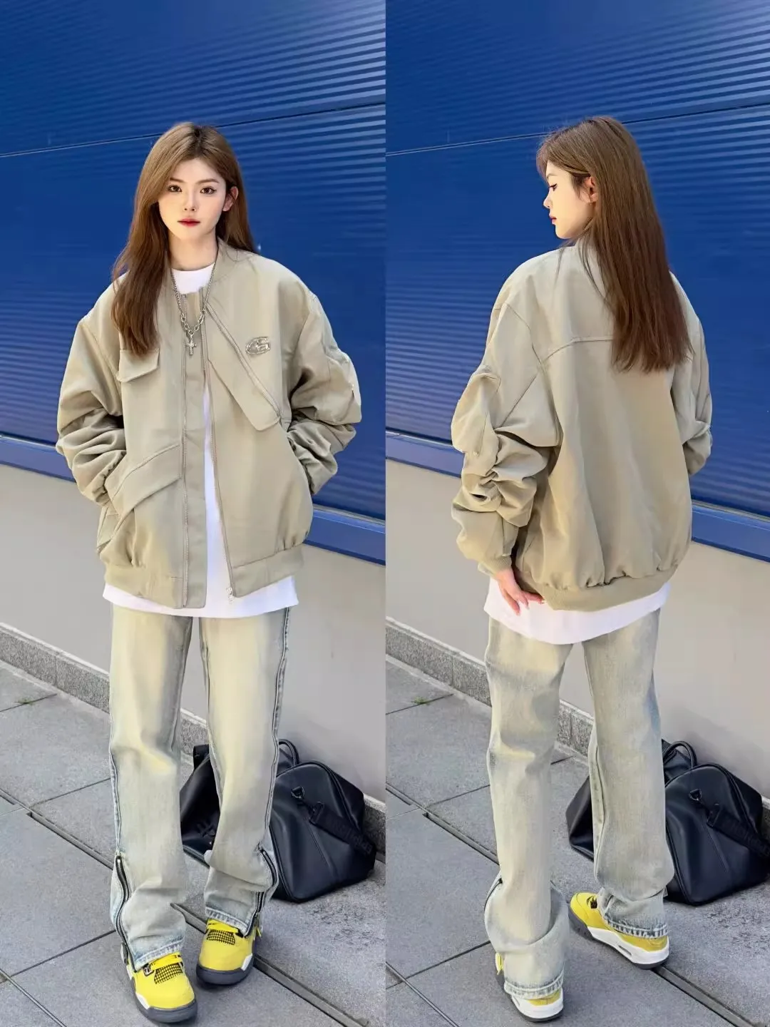 American Style Loose Oversize Vintage Street Baseball Jacket Women's Spring Autumn Pilot Coat Zipper Pocket Fashionable Brand
American Style Loose Oversize Vintage Street Baseball Jacket Women's Spring Autumn Pilot Coat Zipper Pocket Fashionable Brand