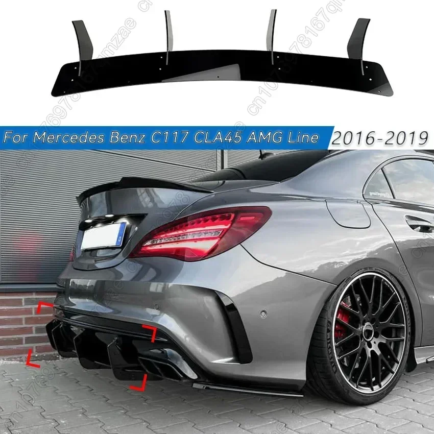 Для Mercedes Benz C117 CLA45 AMG Line 2016-2019 Глянцевый черный автомобильный задний бампер, нижний диффузор, комплект кузова, боковые сплиттеры, спойлер
Для Mercedes Benz C117 CLA45 AMG Line 2016-2019 Глянцевый черный автомобильный задний бампер, нижний диффузор, комплект кузова, боковые сплиттеры, спойлер