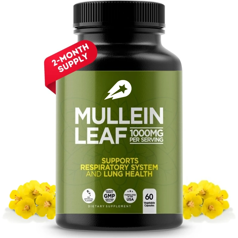 7-in-1 Pure Herbal Mullein Leaf Extract, Elderberry, Turmeric, Mint for Respiratory and Immune Support (60 Capsules)
7-in-1 Pure Herbal Mullein Leaf Extract, Elderberry, Turmeric, Mint for Respiratory and Immune Support (60 Capsules)
